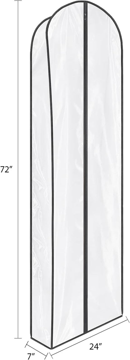 Zilink Breathable Dress Bags for Gowns Long 72” Wedding Dress Storage Bags Silky Dress Bags for Closet Storage with 7" Gussted Wrinkle Free for Long Evening Dresses Puffy Dress Storage, Set of 2