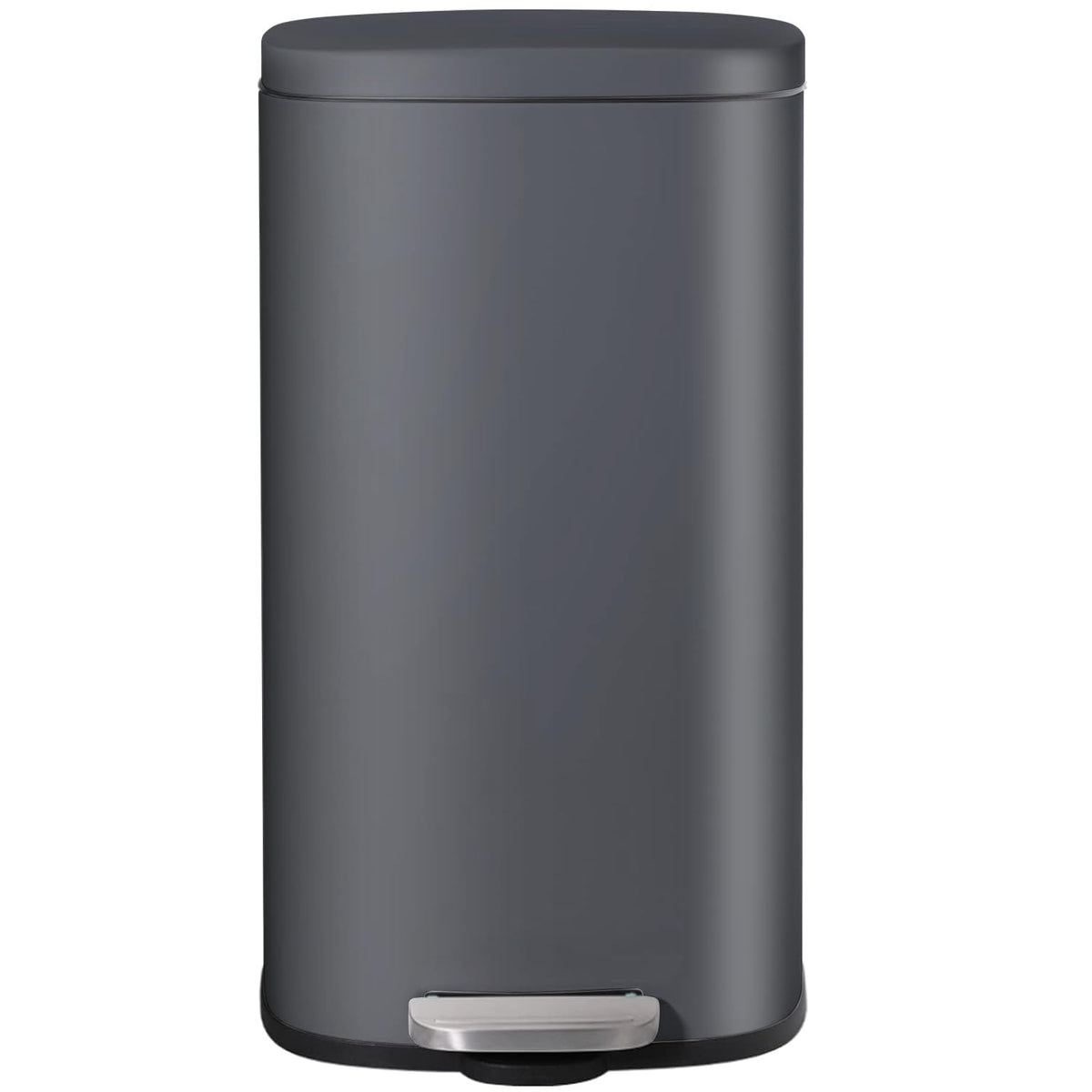 AthLike Trash Can, Stainless Steel Kitchen Garbage Can, Step Waste Bin with Hinged Lid and Removable Inner Bucket, Soft-Close, Dustbin for Bathroom Bedroom Living Room Home (Grey, 8 Gal)