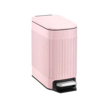 TrashAid Pink Bathroom Trash Can, 1.6 Gallon Stainless Steel Small Garbage Can with Lid, Step Pedal, Cute Wastebasket for Bathroom, Office, Bedroom, RV, Pink