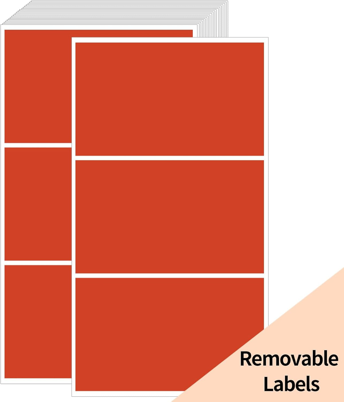 STARLIBOO Removable Colored Labels Stickers, 3X5 Inch Removable Large Label Stickers for Moving Boxes and Storage Bins- Waterproof- Tear Resistant (Red)