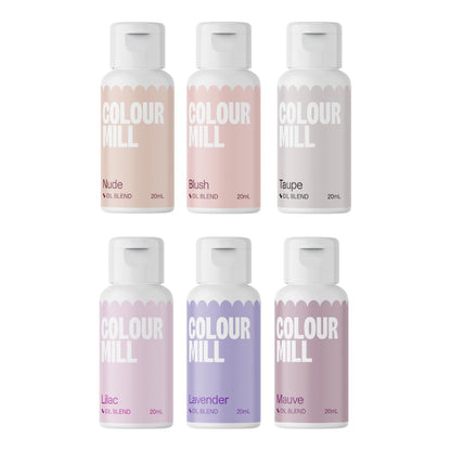 Colour Mill Bridal-Pack Oil-Based Food Coloring, 20 Milliliters Each of 6 Colors: Blush, Lavender, Lilac, Mauve