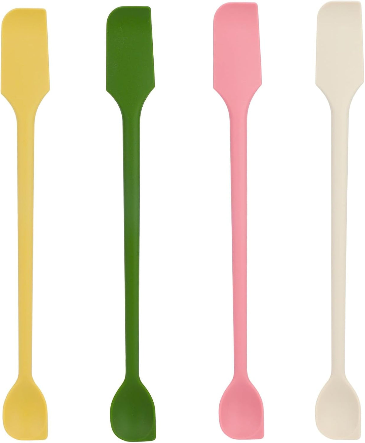 4pcs Mini Silicone Spatulas Set, Dual Sided Multifunctional Small Kitchen Scraper Long Spoon Reusable Stirrer for Jam Cake Cream Butter Icing Lotion