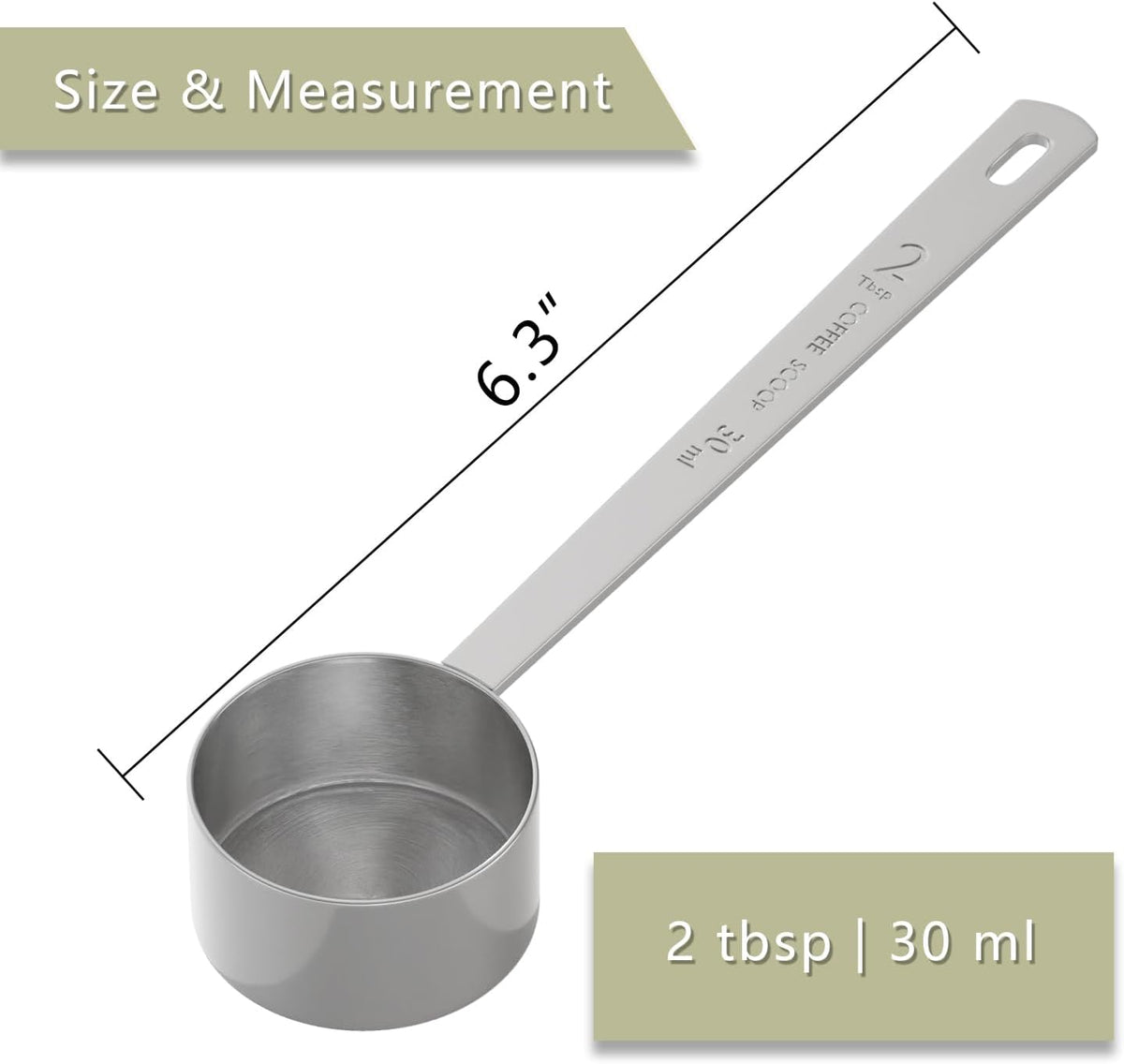 1PCS Long Handle Coffee Scoop, 2Tbsp(30ml) Measuring Spoon