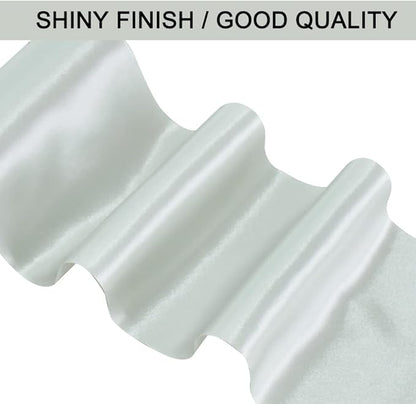 TONIFUL 6 inch x 22yd Wide Sliver Satin Ribbon Solid Fabric Ribbon for Cutting Sewing Ceremony Party Decoration Chair Sash Table Runner Car Bows Indoor Outdoor Yard Decor
