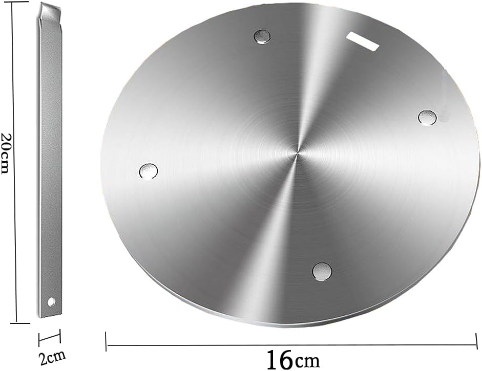 6.3Inch Heat Diffuser Plate, Grourarty Stainless Steel Cooking Induction Adapter Simmer Plate for Electric Gas Glass Cooktop Hob Ring, Induction Cooktop Converter Plate with Handle