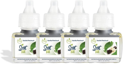 Scent Fill Vanilla Patchouli Plug in Air Freshener, 4 Scented Oil Refills