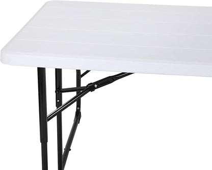 Flash Furniture Insta-Fold Picnic Table - White Wood Grain Folding Picnic Table Bench Set for Adults - 4.5 Foot Folding Table