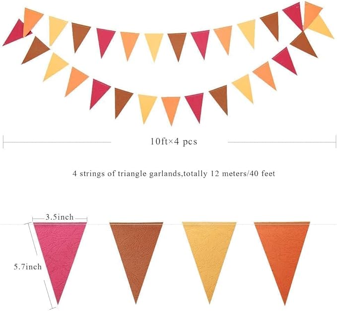 Cheerland Fall Banner Thanksgiving Garlands Autumn Triangle Flags Fall Festival Decorations Thanks Giving Party Decorations Autumn Themed Home Decor Baby Shower Birthday Party Supplies