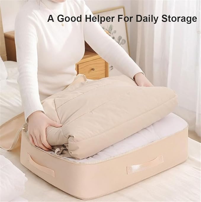 Ultra Space Saving Self Compression Organizer,2024 NEW Heavy Duty Moving Bags,Storage Tote for Space Saving,Self Compression Moving Organizer Bags for Comforters,Clothes,Blankets(Blue,L)