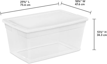 Sterilite 4-Pack 90 Quart Storage Box, Stackable Clear Plastic Bins with Snap-On Lids - Heavy-Duty Organizing Containers for Closet, Bathroom, and Office