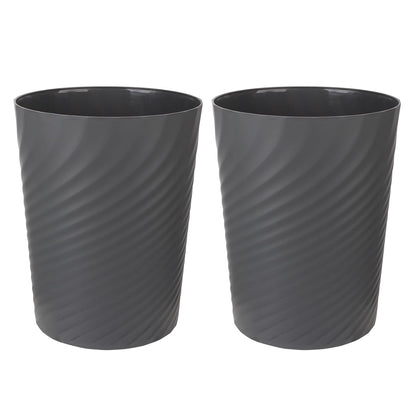 UUJOLY Plastic Small Trash Can Wastebasket, Garbage Container Basket for Bathrooms, Laundry Room, Kitchens, Offices, Kids Rooms, Dorms, 1.8 Gallon, Dark Grey, 2 Pack