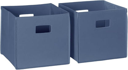 RiverRidge Kids 2pc Fabric Collapsible Storage Cube Organizers with Handles for Playroom Organization - Slate Blue