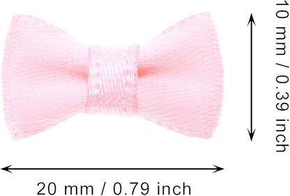 Tupalizy Mini Satin Ribbon Bows Small Craft Sewing Fabric Bows for Christmas Decoration Bow Ties Scrapbook Gift Bags Boxes Greeting Invitation Cards Wedding Party Favor, 20x10mm, 50PCS (Pink)