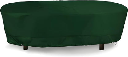Eevelle Meridian Patio Oval Table Cover with Marine Grade Fabric - Waterproof Outdoor Table Cover - Furniture Set Covers for Dining Table - Easy to Install - (25.5"H x 70"L x 48"W, Hunter Green)