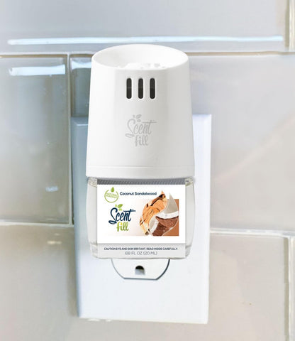 Scent Fill Coconut Sandalwood Plug in Air Freshener, Scented Oil Refills, 2 Refills + Diffuser