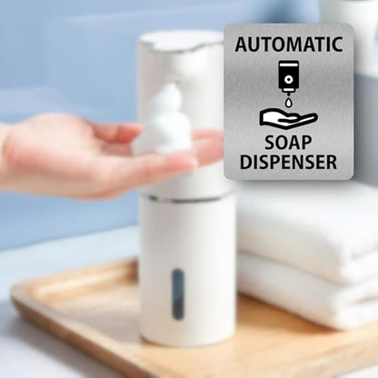 Automatic Soap Dispenser Sign - 4.7” x 3.9” (120mm x 100mm), Rigid Plastic with UV Print, Self Adhesive Backing for Easy Installation, Indoor/Outdoor Use