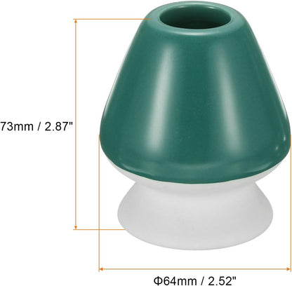HARFINGTON Ceramic Chasen Stand 73mm Matcha Whisk Holder Teas Set Whisks Stand Traditional Matcha Tea Chasen Holder Tea Set Accessories for Tea Tasting, Dark Green