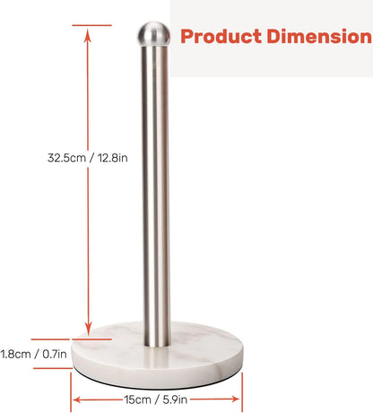 Heavy Weighted Paper Towel Holder, Easy One-Handed Design for Kitchen Stand, Sturdy Base for Standard and Mega Rolls (Silver Brushed)
