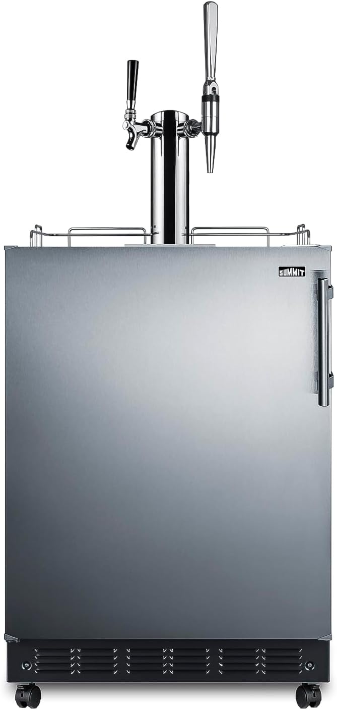 Summit Appliance 24" Wide Nitro-Cold Brew Coffee Kegerator/Refrigerator Combo, Black Interior, Caster Wheels, Residential/Commercial Use (LHD