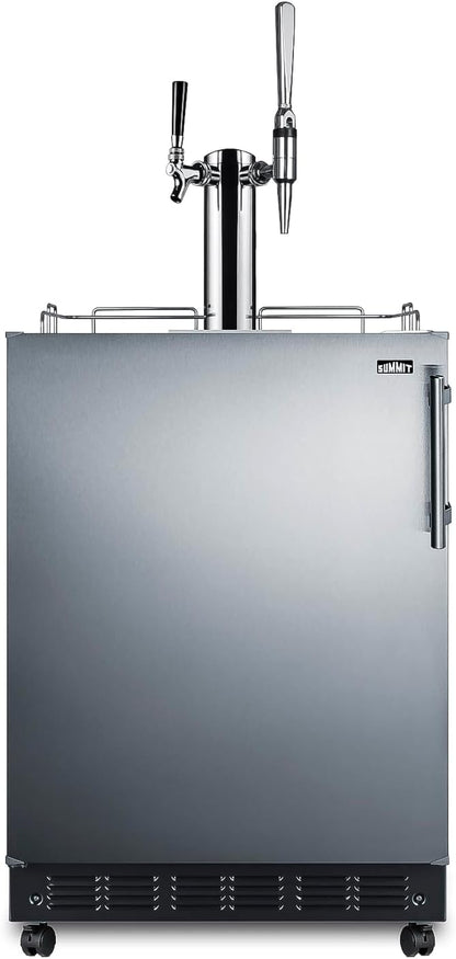 Summit Appliance 24" Wide Nitro-Cold Brew Coffee Kegerator/Refrigerator Combo, Black Interior, Caster Wheels, Residential/Commercial Use (LHD