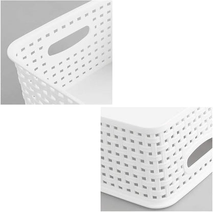 6-Pack White Plastic Small Storage Baskets, 10" x 7.7" x 4"