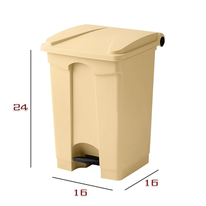 PRO&Family Step-On Trash Can with Lid, Plastic Waste Bin, Foot Pedal Operation (Biege, 12 Gallon)