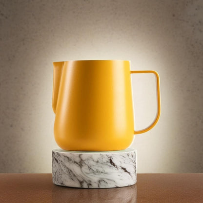 watchget Milk Frothing Pitcher 500ml/17oz Espresso Steaming Pitcher with Matte Yellow Coating Stainless Steel Milk Steamer Jug Milk Frothing Cup