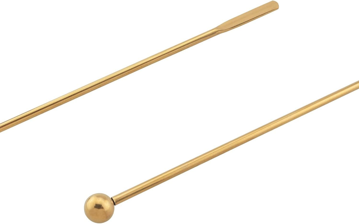 4PCS Stainless Steel Ball Stirring Stick Coffee Cocktail Drinks Milk Tea Bar Metal Stirrer Gold Length 7.5 inches