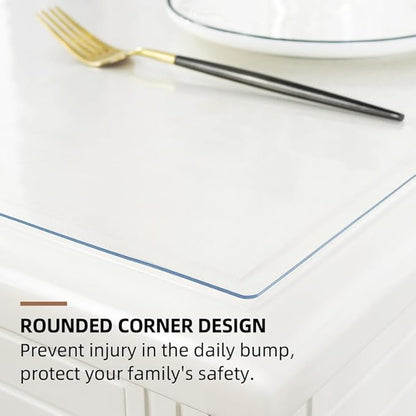 Warmstar Clear Table Cover Protector, 60 x 96 Inch, 1.5mm Thick PVC, Rectangle, Desk & Dining Table Protector Mat