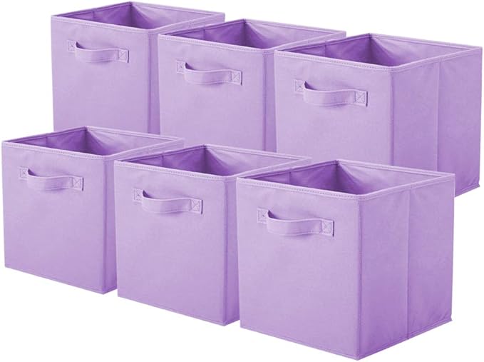 ShellKingdom Storage Bins, Foldable Fabric Storage Cubes And Cloth Storage Organizer Drawer For Closet And Toys Storage, 6 Pack (Lavender)