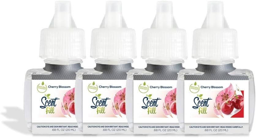 Scent Fill Cherry Blossom Plug in Air Freshener, 4 Scented Oil Refills