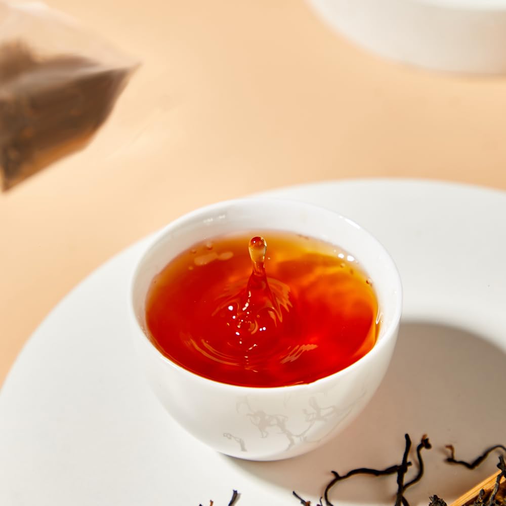 Xiejinji Golden Monkey Tea - Chinese Black Tea - Jinjunmei - Premium Bud Tea - Eco-Conscious Tea Bags - 3.2g x 40 Count - Repeated Brewing
