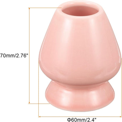 HARFINGTON Ceramic Chasen Stand 70mm Matcha Whisk Holder Teas Set Whisks Stand Traditional Matcha Tea Chasen Holder Tea Set Accessories for Tea Tasting, Light Pink