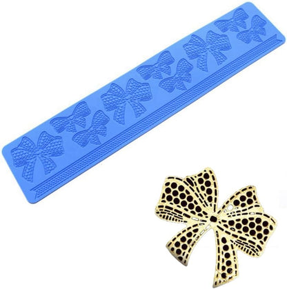 Bow-knot Silicone Fondant Embossing Mat Sugarcraft Bow-knot Lace Pattern Cake Mats Fondant Pastry Embossing Mat Fondant Cake Decorating Mold Sugar