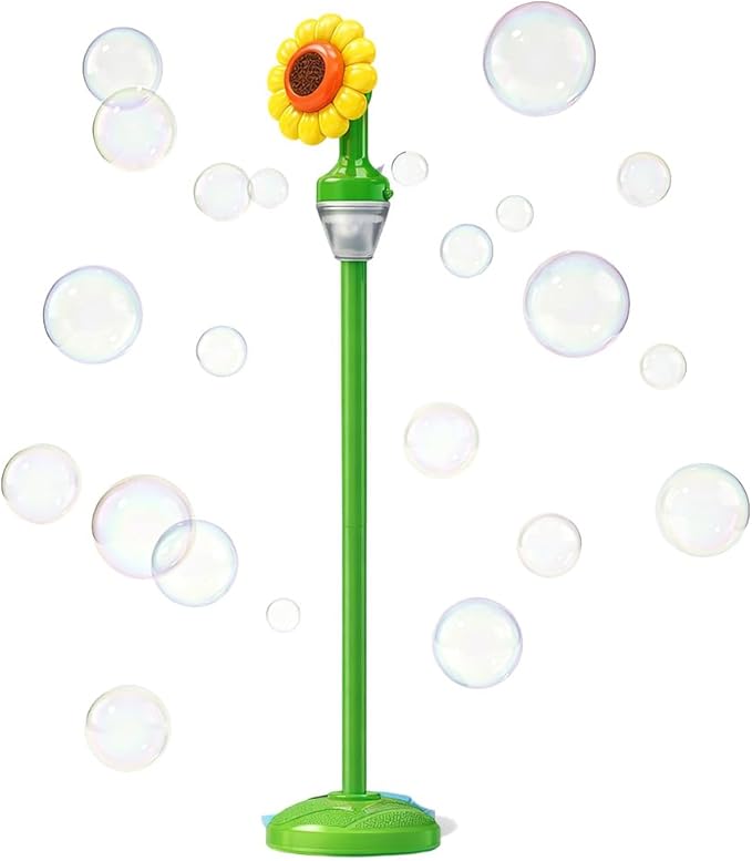 Street Lamp Bubble Machine, 2026 New Automatic Bubble Machine Stand with Light Music, Adjustable Standing Bubble Maker Blower Torch-Shaped for Outdoor Party Birthday Wedding (Yellow Sunflowers)