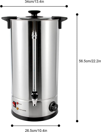 25L/6.6gal Commercial Coffee Urn, Gallon Double Wall Commerical Coffee Maker, 150 Cup Commercial Grade Stainless Steel Percolate Coffee Maker for
