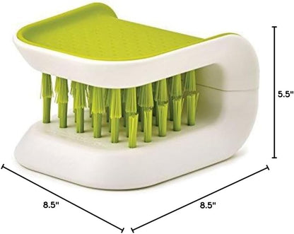 Non-Slip Blade Brush, Knife Cleaner, ABS Cutlery Cleaner, Green Double Sided Bristle Scrubber for Kitchen Chopsticks Fork Spoon Knives Washing by Doxishruky (Green, 1pc)