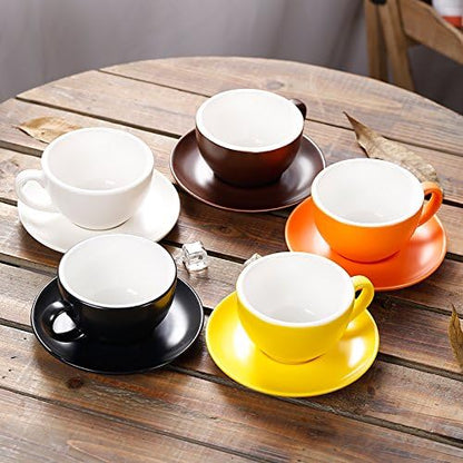 Double Espresso Coffee Cup and Saucer, Small Cappuccino and Speciality Coffee, New Bone China for Coffee Shop and Barista (Matte White, 5 oz)