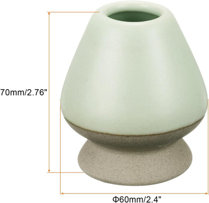 HARFINGTON Ceramic Chasen Stand 70mm Matcha Whisk Holder Teas Set Whisks Stand Traditional Matcha Tea Chasen Holder Tea Set Accessories for Tea Tasting, Beige/Light Green