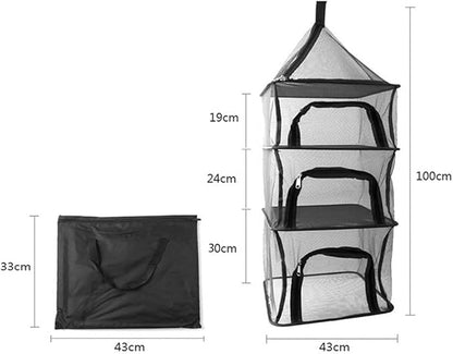 Desy & Feeci Camping Dry Net-4 Layer Outdoor Hanging Foldable Drying Rack, Camping Organizer Mesh Dryer Storage for Home Picnic BBQ Tableware/Dishes/Food/Vegetables/Fruit/Clothing (Black-Rectangle)