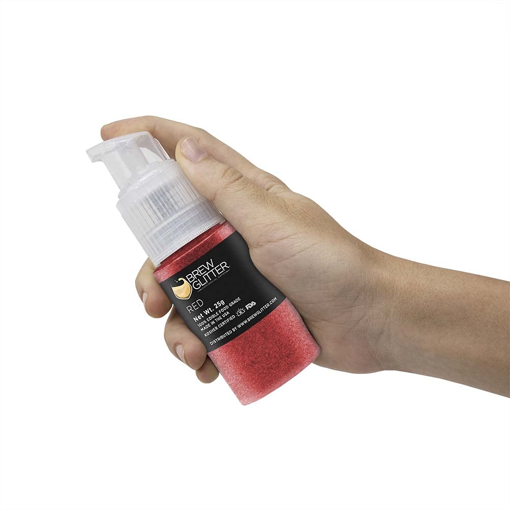 Brew Glitter - Maroon Red (25g Spray Pump 1x Jar), Edible Glitter for Drinks, Cocktails, Beer, Garnish & Beverages
