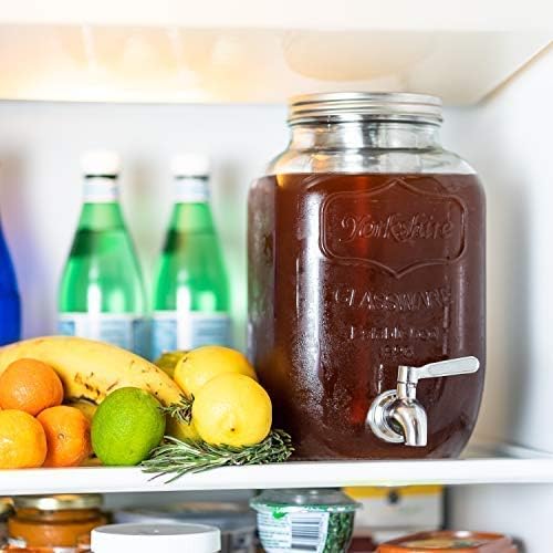 Original Grind Coffee Co.,1 Gallon Cold Brew Coffee Maker,Easy Pour Stainless Steel Spigot Tap,Extra Thick Glass Pitcher Brewing System Iced Coffee Maker,Refrigerator Safe Storage