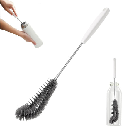 16 inches Long Handle Black Bottle Cleaning Brushes - Perfect for Baby Bottles, Sports Bottles, Glassware, Mugs, Jars, and Stemware (1-pc)