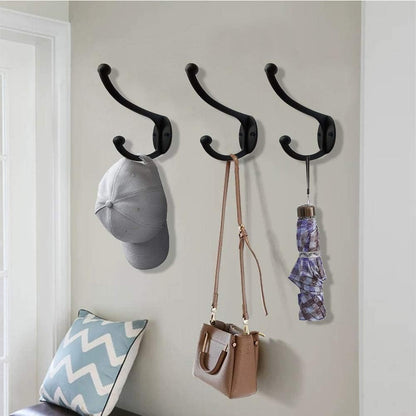 ZEYU 20Pcs Wall Hooks, Coat Hooks Hardware Heavy Duty Hooks for Hanging Coats Double No Rust Black Hook Wall Mounted with Screws for Key, Towel, Bags, Cup, Hat
