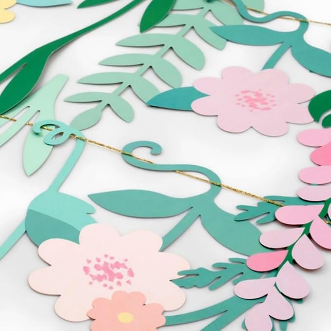 Colorful Wild Flower Garland Floral Banner Garden Party Decorations,Double-Sided Leaf Floral Garland Hanging Flowers for Decoration,Wildflower Party Decorations for Birthday Wedding Baby Shower