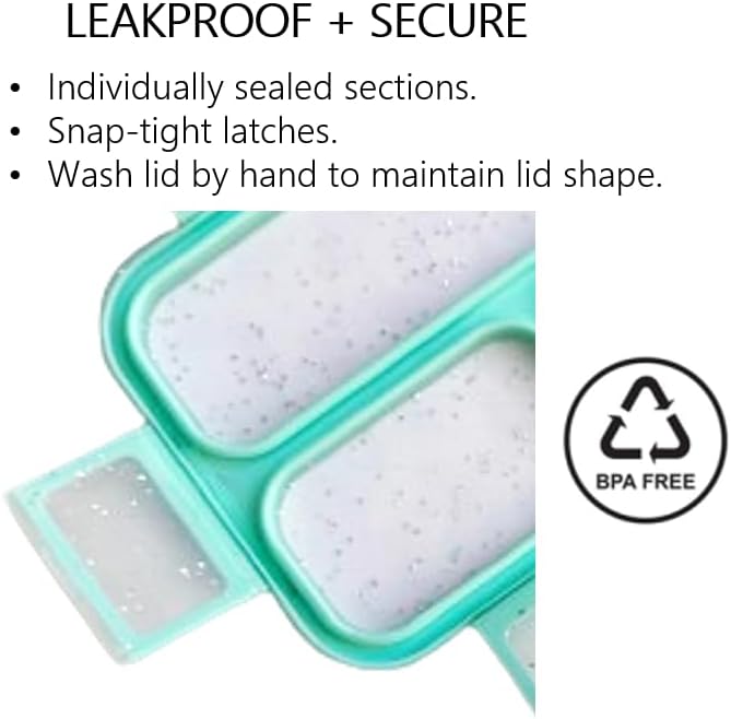 kinsho Glitter Bento Snack Containers with Lids, Mini Bento-box Lunch-Box for Toddler Daycare and Small Kids, Travel Meal Container