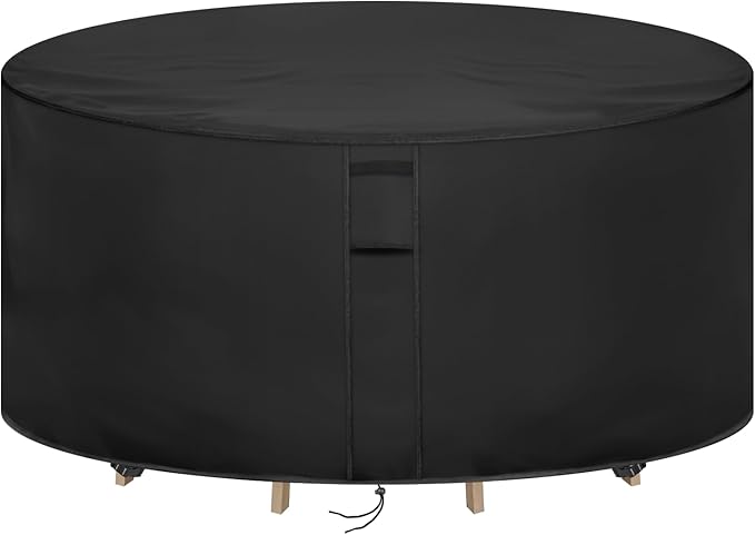 Round Patio Furniture Covers Waterproof, 84 Inch Outdoor High Round Table Cover, Tall Bar Height Outside Table and Chairs Set Covers for Winter, Rainproof Fadeproof - 84" Dia x 36" H