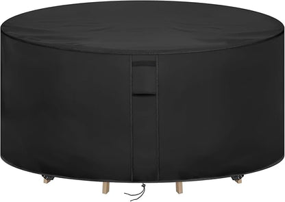 Round Patio Furniture Covers Waterproof, 84 Inch Outdoor High Round Table Cover, Tall Bar Height Outside Table and Chairs Set Covers for Winter, Rainproof Fadeproof - 84" Dia x 36" H