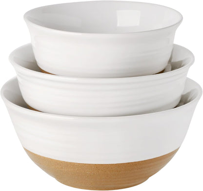 Hasense Mixing Bowls, Large Ceramic Salad Bowls 2.1/1.5/1.0 Qt, Versatile Serving Bowls for Cooking, Baking, Salad Mixing, Prepping