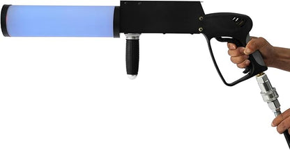 LED CO2 Jet Gun for Wedding DJ Party, RGB Automatic Color-Changing Handheld CO2 Cannon Gun DJ Fog Gun CO2 Jet Machine Blaster with 10ft Hose for Stage Effect, Concert, Disco, Halloween